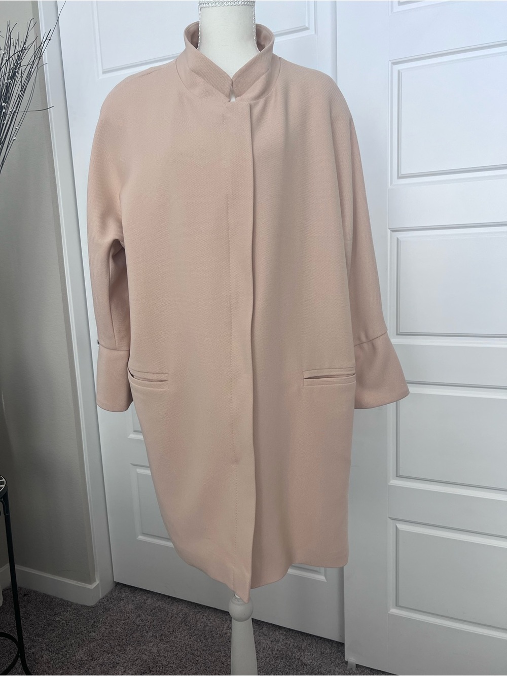 Tahari Blush Pink Longline Zip-Front Coat - Picture 2 of 13